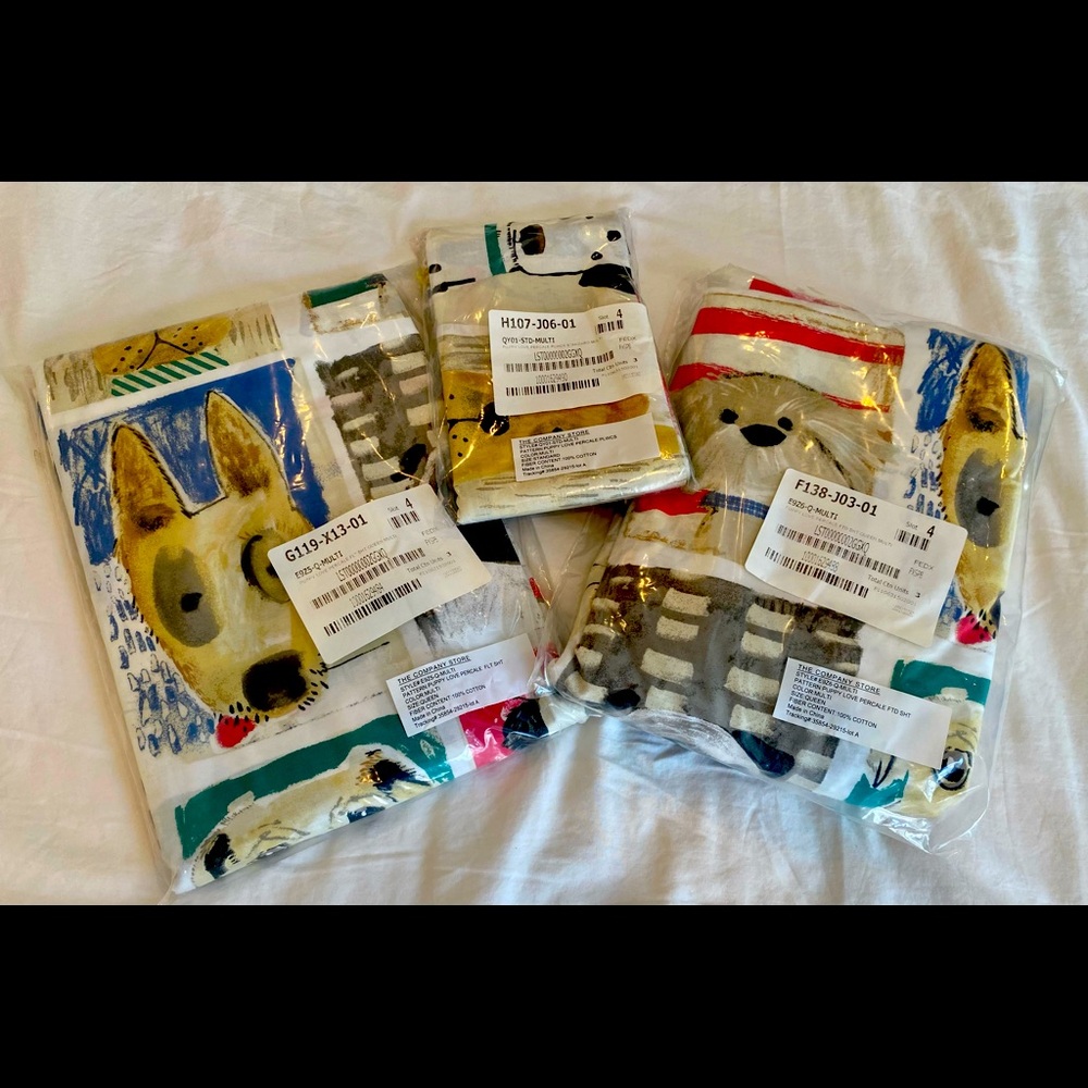 The Company Store percale “Puppy Love” sheet set.